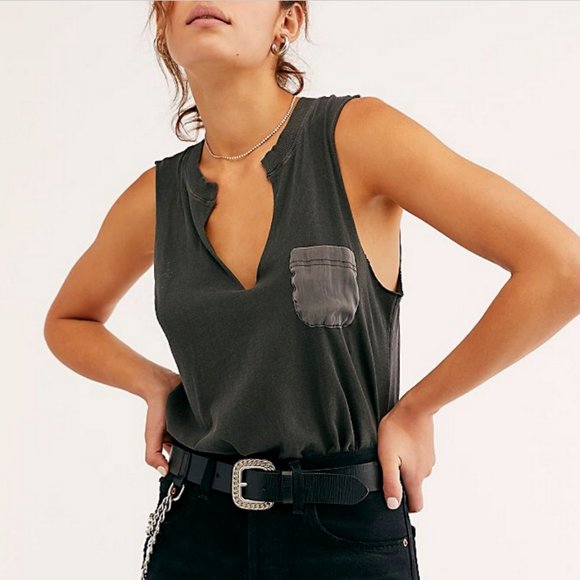 FREE PEOPLE BLACK IN YOUR POCKET COTTON BODYSUIT - Picture 1 of 6